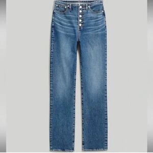 New Madewell 90s Straight Liola Wash Binded-Waist Edition Button Fly Jeans Sz 33